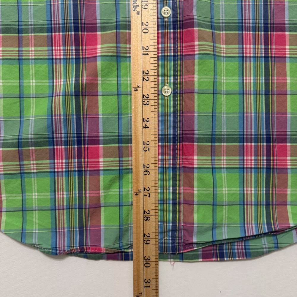 Ralph Lauren Button Down Shirt Mens L Green Plaid Excellent Long Sleeve Pony - Picture 6 of 7